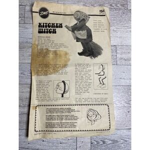 Kitchen Witch Zim's Inc. 1979 ZP-185‎ Vintage Doll Making Instruction Pattern